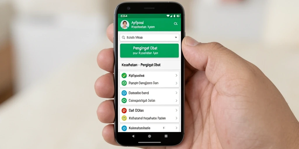 Antarmuka sederhana dan mudah digunakan dari aplikasi Pengingat Obat 8364.