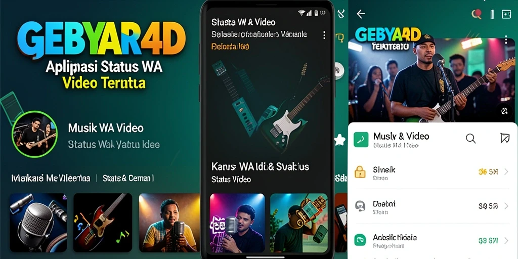 Antarmuka GEBYAR4D menampilkan beragam pilihan video untuk Status WA.